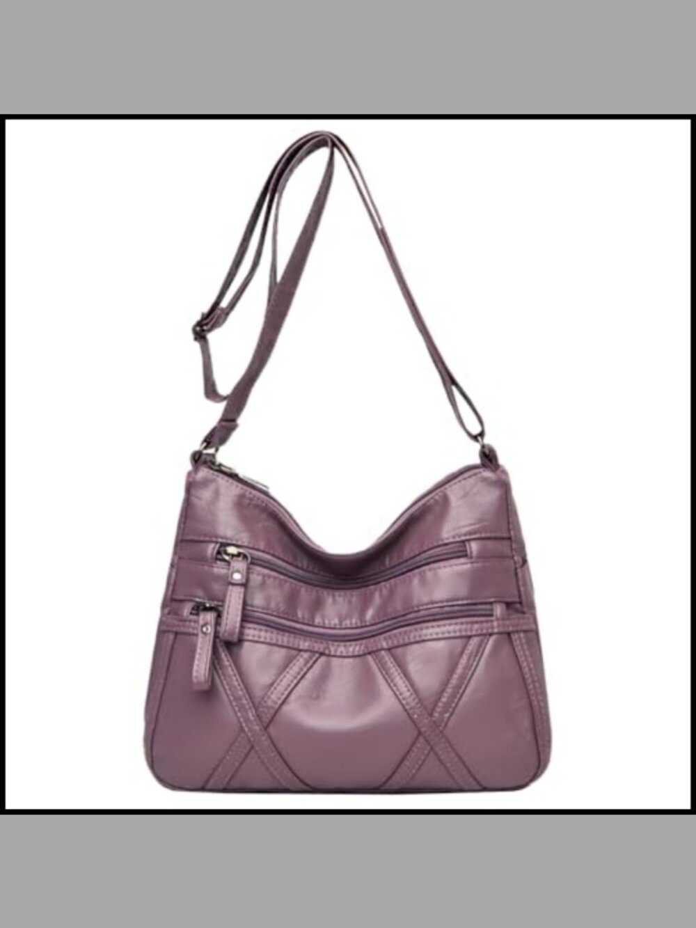 PU Leather Crossbody Bag Multi Pocket Messenger Shoulder Satchel